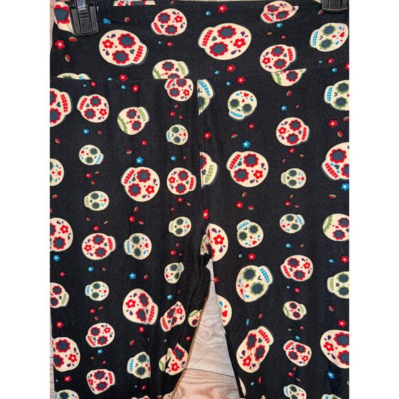 SUGAR SKULL BLACK LEGGINGS SIZE MEDIUM - Picture 2 of 3